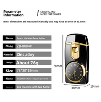 Nouvelle montre à quartz créative personnalisée à double flamme et briquet à gaz butane gonflable en métal coupe-vent