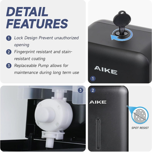 Dispensador de Jabón Líquido de Pared ABS <span class=keywords><strong>para</strong></span> Hotel, Cocina y Baño Comercial, 27oz de Gran Capacidad, Bomba Manual, Color Negro - Product Image 6