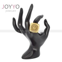 Anillo de acero inoxidable con diseño de ojo del diablo para hombre, sortija, chapado en oro