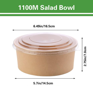 Wegwerp Dikke Kraftpapier Kom Voor Licht Voedsel Multi-Specificatie Afhaalfruit Salade Papieren Borden & Kommen Verpakking - Product Image 4