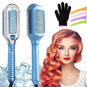 Mesky 309 Flat Iron Ice Therapy Hair Straightener Brush Ion Flat Iron Cold Cool Wind No Heat Anion Ice Flat Iron Cold Brush//