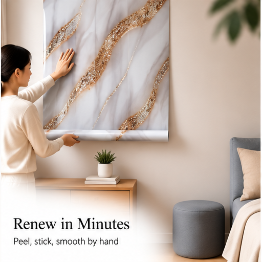 MORLENX Rose Gold Marble Wallpaper Peel and Stick Self Adhesive PVC ...