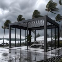 Pergola bioclimatique moderne en aluminium à lames orientables, résistante au vent, pour l'extérieur, série E, motorisée, gazebo de jardin, imperméable, écologique