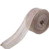 Rubans en toile de jute naturelle en gros, rouleaux de 63 mm de largeur, double face, motif uni de Noël pour emballage cadeau