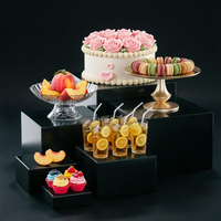 Présentoir noir pour buffet, traiteur, desserts, bijoux, objets de collection – Boîtes acryliques emboîtables en forme de cube avec fonds creux