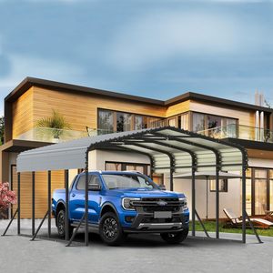 맞춤형 안뜰 아연 도금 강철 프레임 금속 시트 지붕 이동식 야외 간이 주차장 자동차 전용 창고 - Product Image 1