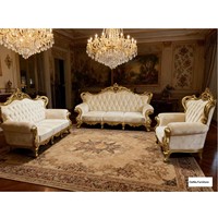 Sofa Ruang Tamu Gaya Eropa Turki, Kayu Solid, Kain, Spons, Kombinasi Fashion, Ukiran Dua Sisi, Set Flanel Kelas Atas