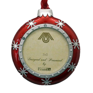PROMOTIONAL CHRISTMAS DECORATION RED ZINC ALLOY ENAMEL PLATED ORNAMENT SHAPE HANGING <b>FRAME</b> 2"x2"(5x5cm) - Product Image 1