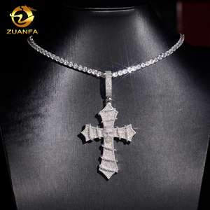 Bijoux Hip Hop en Moissanite, Pendentif Croix de Luxe en Moissanite, Argent 925, Pendentif Hip Hop en Moissanite, Testeur de Diamant - Product Image 2