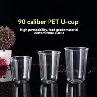 Gobelets en plastique transparents en forme de U jetables personnalisés de 12oz 14oz 16oz pour le café glacé en gros avec couvercles