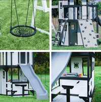 Ensemble de terrain de jeu en bois pour enfants tour d'arrière-cour extérieure avec échelle d'escalade en corde balançoire et accessoires en plastique