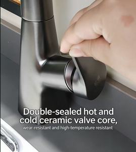 <span class=keywords><strong>Robinet</strong></span> de lavabo moderne en laiton chromé à levier unique, mitigeur de lavabo mural extractible, anti-corrosion, léger - Product Image 4