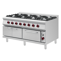 Kompor Gas Komersial Standar Ekspor 4 Tungku Terbaru dengan Oven Pizza dan Grill untuk Toko Roti