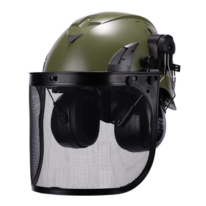 Cascos de Seguridad Forestal Ranurados Tipo V con Certificación CE, ABS, con Protector Facial Integrado, Modelo AU-M12, para Leñadores, Arboristas y Trabajos de Alto Riesgo en Madera - Product Image 1