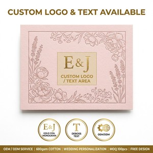 <span class=keywords><strong>Carte</strong></span> postale personnalisée haut de gamme, invitation de mariage de luxe à motifs floraux, impression typographique, papier coton gaufré 600 g/m², OEM - Product Image 4