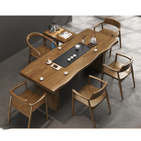 Table à thé en bois massif, moderne, faite à la main, durable, grande planche, pour salle de thé, bureau, réception, table polyvalente pour la préparation du thé et les négociations
