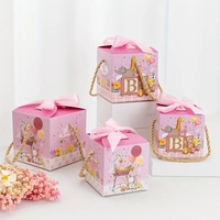 Caja de embalaje de dulces con gráfico de dibujos animados lindo, caja de regalo de dulces para fiesta de boda, recuerdos de Baby Shower, caja de embalaje rosa y azul, suministros