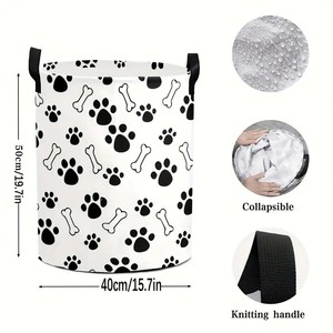 Panier à linge pliable avec motif de patte d'animal, panier de rangement pour vêtements et jouets, rectangulaire, en tissu non tissé - Product Image 2