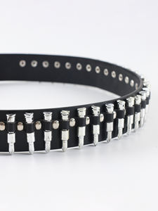 Ceinture en <span class=keywords><strong>cuir</strong></span> Pu noir grande taille pour femme avec décor à rivets pour style punk, ceinture en faux <span class=keywords><strong>cuir</strong></span> Punk Bullets - Product Image 5