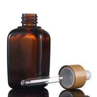 Classique carré vide ambre bouteille d'huile essentielle 30ml bouteilles en verre bois bouchon compte-gouttes