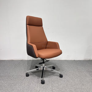 Chaise de bureau de direction ergonomique de luxe en similicuir PU orange de haute qualité, moderne, pour le travail et le bureau - Product Image 6