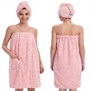 Premium Soft Terry <b>Towel</b> Dress for Women with Pocket and <b>Hair</b> <b>Towel</b> <b>Wrap</b> Set for Bath Spa and Relaxation - Product Image 1