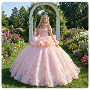 ชุดเดรสงาน Quinceanera ผ้าชีฟองระยิบระยับ ป้องกันไฟฟ้าสถิตย์ รุ่น Dy6878-2 ประดับด้วยลูกปัดและเลื่อมหรูหรา ทรงบอลกาวน์ สำหรับงานฉลองอายุ 15 16 ปี - Product Image 1