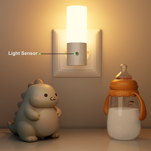 Modern Cylindrical <b>Plug</b> <b>in</b> LED Night <b>Light</b> 2700K Warm White Dusk to Dawn <b>Sensor</b> Lamp for Bedroom Hallway Home - Product Image 1
