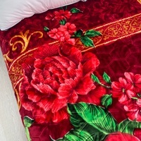 Decken-Sonderanfertigung Fabrikdesignierte Muster Drei Rote Pfingstrosen Weiche Einlagige Doppellagige Polyester Raschel-Decken