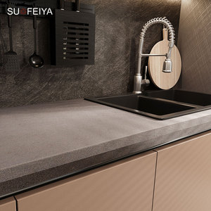 SOFEYIA Armoire de cuisine éthiopienne moderne sur mesure <span class=keywords><strong>MDF</strong></span> <span class=keywords><strong>laque</strong></span> Design plat avec robinet de charnière de porte en verre pour hôtels Chine - Product Image 5