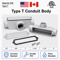 Boîtier de jonction de câbles en PVC de type T ETL CETL 1/2 à 2 pouces, boîte de jonction de câbles à 3 voies, raccord de conduit électrique extérieur en PVC en forme de T