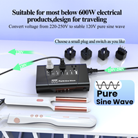 Convertisseur/adaptateur de voyage Foxcan 600W PD à onde sinusoïdale avec 4 ports USB pour ordinateur portable 220V vers 110V Prises UK/AU/EU/US