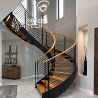 Escalier Courbé Sur Mesure Haut de Gamme pour Villa Designer – Production OEM/ODM
