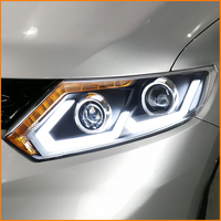 Pour X-Trail 2014-2016 : Ensemble de phares à double lentille, projecteur LED bi-feux, clignotants séquentiels dynamiques, boîtier noir, DRL T32