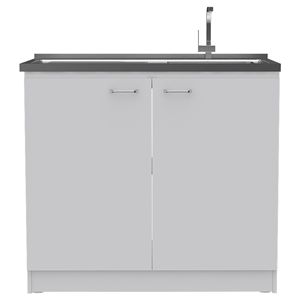 Armoire de cuisine et meuble utilitaire rectangulaire blanc à 2 portes - Product Image 4