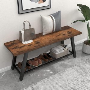 Banco de Almacenamiento Industrial con <span class=keywords><strong>Zapatero</strong></span>, Banco de Entrada Multifuncional de Madera con Estructura Metálica para Pasillo y Sala de Estar - Product Image 1