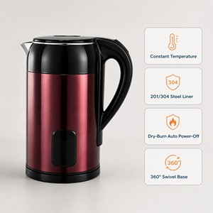 <span class=keywords><strong>Bollitore</strong></span> Elettrico Isolato in Acciaio Inossidabile Rosso Giuggiolo da 1500W Personalizzato <span class=keywords><strong>per</strong></span> Uso Domestico, Hotel <span class=keywords><strong>e</strong></span> Camper - Vendita all'Ingrosso - Product Image 5