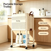 Panier à linge pliable en plastique grande capacité avec roulettes, chariot de rangement pour salle de bain, panier à linge sale, organisateur mobile