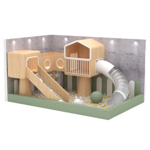 Parco <span class=keywords><strong>Giochi</strong></span> Interno in Legno <span class=keywords><strong>per</strong></span> <span class=keywords><strong>Bambini</strong></span> con Area Morbida e Scivolo, Attrezzature <span class=keywords><strong>per</strong></span> Parco <span class=keywords><strong>Giochi</strong></span> <span class=keywords><strong>per</strong></span> <span class=keywords><strong>Bambini</strong></span> e Neonati - Product Image 3