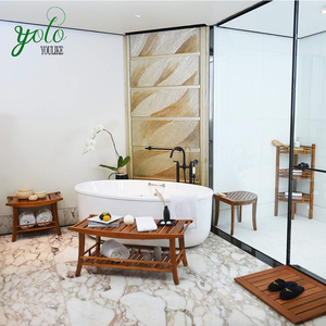 Banc de douche Spa en bois de teck brun de haute qualité, siège de bain Spa chaise de douche imperméable excellent pour une utilisation en intérieur naturel - Product Image 5