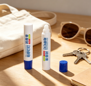 Empty Slim PE Squeeze Tube Custom blue Print Soft Tube With Roller Ball Applicator Cap For <b>Lip</b> Balm - Product Image 6