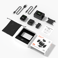 Microphone cravate professionnel pour interview S90 avec deux micros, bouton magnétique et sac pour iPhone, Android, appareil photo