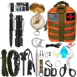 Outdoor Survival <b>Kit</b> 22x15x12cm Compact Emergency Tools First Aid Supplies Camping Gear Military Green Nylon Bag - Product Image 4