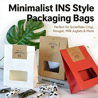 Sachet Doypack en papier kraft avec fenêtre transparente pour emballage de bonbons nougat croustillants et snacks, logo personnalisé