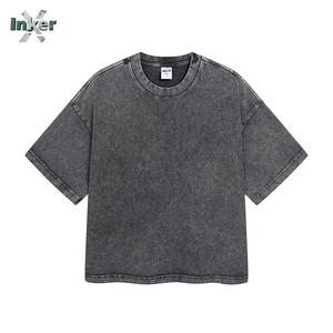 T-shirt unisexe de luxe 100 % coton tricoté, haute qualité, logo vintage personnalisé, effet délavé, coupe oversize, délavé à l'acide, couleur unie, grammage lourd - Product Image 4