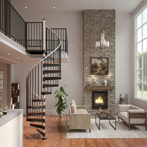 Trung Quốc Nhà sản xuất thép treads sơn tĩnh điện cầu thang ngoài trời trong nhà xoắn ốc cong cầu thang thiết kế lan can - Product Image 1