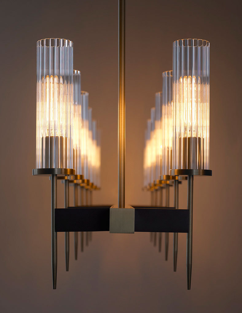 YH Minimalist Modern Loft Brass Copper Adjustable Glass Design Hanging Ceiling Lamp 3000K Led Chandelier Pendant Lights Kitchen