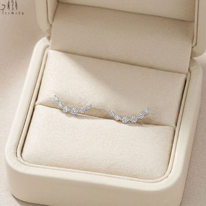 Joyería de la Serie Smile de Diseño Simple y Alta Calidad, Aretes de Diamantes Naturales Reales en Oro Blanco Sólido de 18K, Regalo para Chicas, Uso Diario - Product Image 4