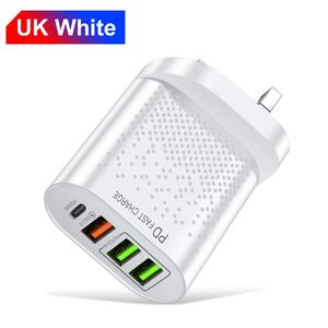 40W PD QC3.0 Multi-Port Type-<b>C</b> + 3 <b>USB</b> Fast Charging <b>Adapter</b> with PC Fireproof Material CE Certified UK <b>Plug</b> - Product Image 4