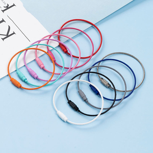 Pengunci sekrup kawat baja tahan karat pemegang <span class=keywords><strong>loop</strong></span> gantungan kunci tali kawat kawat gantungan kunci gantungan kunci alat berkemah luar ruangan kait bagasi Tag - Product Image 6